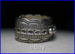 Vintage Native American Navajo Hand Stamped Sterling Silver Cuff Bracelet