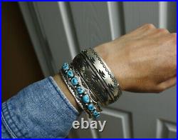 Vintage Native American Navajo Stamped Sterling Silver Cuff Bracelet