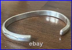 Vintage Native American Navajo Sterling Silver Carinated Cuff Bracelet Stamped