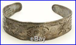 Vintage Navajo GARDEN OF THE GODS Sterling Silver Hand Stamped Cuff Bracelet 925