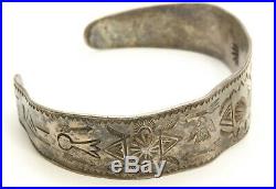 Vintage Navajo GARDEN OF THE GODS Sterling Silver Hand Stamped Cuff Bracelet 925