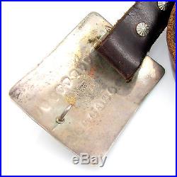 Vintage Navajo Handmade Hand Stamped Sterling Silver Leather Concho Belt G OI