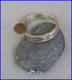Vintage Navajo Heavy MGD LLT Heavy Stamped Sterling Silver Cuff Bracelet