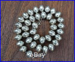Vintage Navajo Native American Pearls Stamped Beads Necklace 80.2 Grams