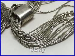 Vintage Navajo Stamped Sterling Onyx Slide Pendant Liquid Silver 17 Necklace
