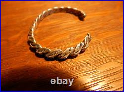 Vintage Navajo Sterling Silver Carinated Stamped Rope Cuff Bracelet