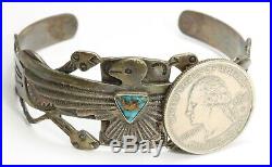 Vintage Navajo Sterling Silver Old Pawn Stamped Thunderbird Snakes Cuff Bracelet