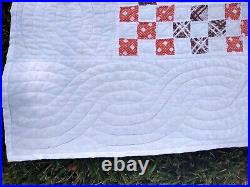 Vintage Patchwork Postage Stamp Quilt-Hand Pieced/Hand Quilted-Barely Used-81x80