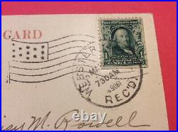 Vintage Post Card with 1 cent B. Franklin Stamp series 1902 with a couple of ra