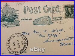 Vintage Post Card with U. S. 1 cent B. Franklin Stamp series 1902
