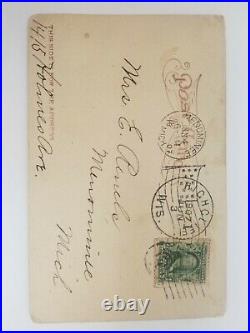 Vintage Post stamp Benjamin Franklin 1c Rare Great investment & Flag cancellatio