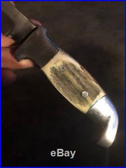 Vintage R. H. Ruana 11a M Stamp Knife Bonner Montana With Sheath