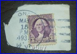 Vintage Rare US 3 Cent George Washington Stamp CANCEL WV 1937 Purple / Violet