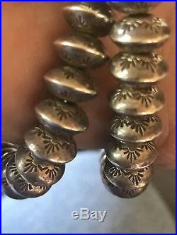 Vintage Stamped Navajo Pearls 10mm NON-GRADUATED Sterling 22 1/4 73 gr. NOS