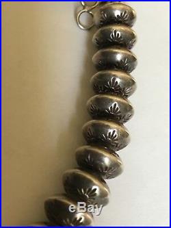 Vintage Stamped Navajo Pearls 10mm NON-GRADUATED Sterling 22 1/4 73 gr. NOS