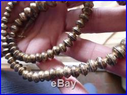 Vintage Sterling Silver Navajo Pearl Bench Bead NECKLACE 24L Stamped 37.6 Grams