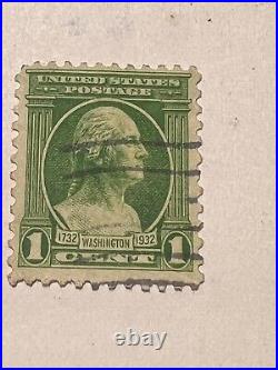 Vintage US 2 Cent George Washington 1 cent Stamp Green Very Fine