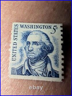 Vintage USA United States Blue George Washington 5 Cent Postal Stamp Not Used