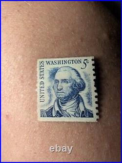 Vintage USA United States Blue George Washington 5 Cent Postal Stamp Not Used