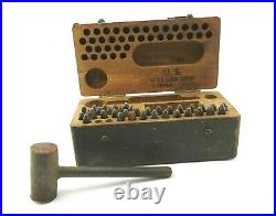 Vintage WWII C. H. Hanson Co Stamping Kit 1942 Dog Tag Stamper Wood Box Set