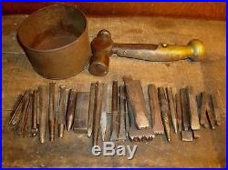 Vintage Watchmakers Jewelers Hammer & Chasing Stamp Tool Lot Design Chisels