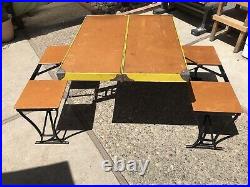 Vintage Yellow Folding Picnic Table & Chair Set Milwaukee Stamping Co