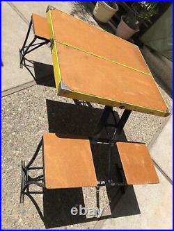 Vintage Yellow Folding Picnic Table & Chair Set Milwaukee Stamping Co