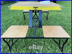 Vintage Yellow Handy Folding Picnic Table and Chair Set Milwaukee Stamping Co