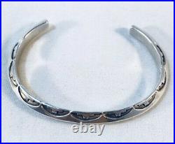 Vintage Zuni Bobby Lojan Stamped Sterling Silver Cuff Bracelet Navajo