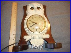 Vintage moving eyes owl clock. United clock corp. Stamped on metal casting 1951