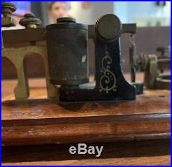 Vtg Antique JH BUNNELL Telegraph Key & Sounder Practice Set Stamped 1800s