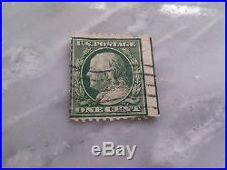 Vtg Collectible US Postage Stamp Ben Franklin 1 cent Green RARE GRN BORDER ERROR