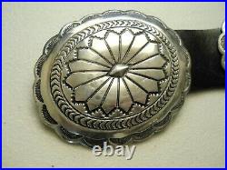 WILBERT SECATERO Native American Navajo Sterling Silver Stamped Concho Belt