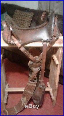 WWI M1904 Era McClellan Cavalry Saddle with hooded US stamped stirrups