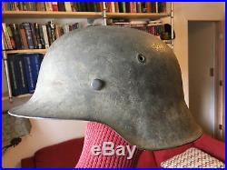 WWII German M42 ckl68 helmet, all original, with liner band, dome stamp