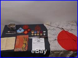 WWII MarineMedalsSouth PacificWar PrizesJap Flag withTemple StampCBI Leaflet