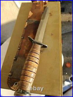 WWII US M3 1943 Fighting Knife (length 11 1/2. Blade 6 1/2 inches) stamped 1943
