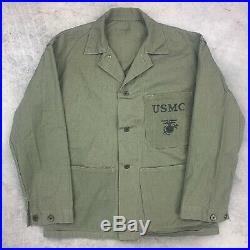 WWII USMC P41 HBT Utility Shirt Jacket Coat Size 38 40s VTG Stamp Marines Twill