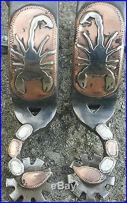 Western Handmade Silver Mounted Cowboy Spurs stamped by Maker