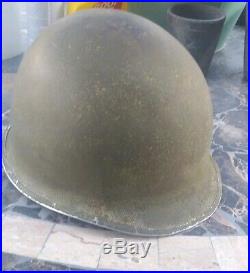World War 2 US Helmet fixed bale stamped 125D front seam no liner good condition