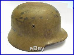 World War II 2 German Military Helmet M35 with Leather Liner & Serial Number Stamp