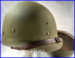 Wwii Usgi M1 Front Seam Swivel Bale Textured Combat Helmet With Stamped Liner 41
