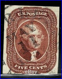 X Used US #12 1850s Type I Imperf 5c Brown withNice Margins + Lite Cancel