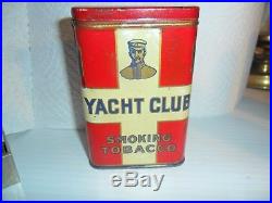 Yacht Club Smoking Tobacco Vertical Tin 1910s era FAIR CONDITION NO STAMP LEFT